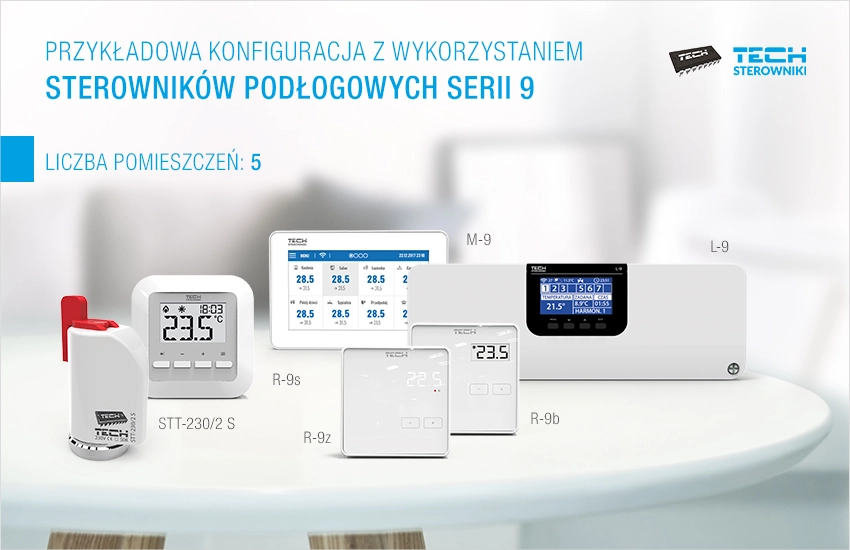 Przykładowa konfiguracja z wykorzystaniem sterownik&oacute;w podłogowych serii 9